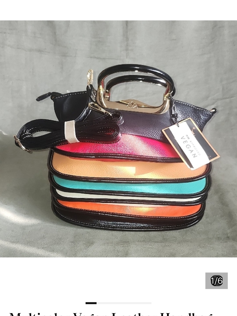 Vegan Multi-Color Crossbody Bag with Gold Handle